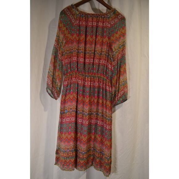 Diane Von Furstenberg Peasant Silk Dress Smocked Multi Floral Parry Sz 12 Womens - Picture 7 of 10